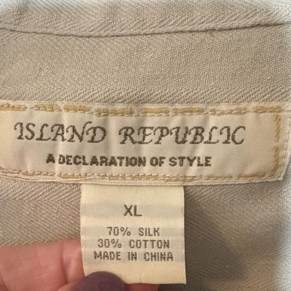 Island Republic Light Tan Short Sleeve Silk-blend Men's Shirt Sz XL - Picture 2 of 7
